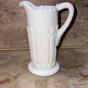 vintage Hazel-Atlas panel milk glass pitcher / creamer, 5”H